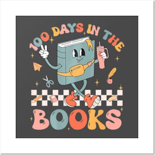 100 Days In The Books Groovy 100th Day School Book Posters and Art